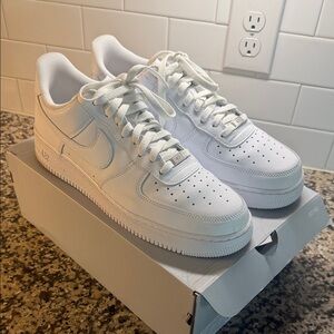 Nike White Leather Air Force Ones